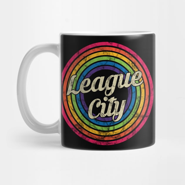 League City - Retro Rainbow Faded-Style by MaydenArt